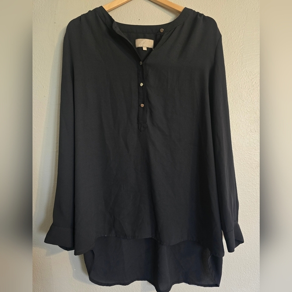 Joan Vass Size‎ L Black Blouse - Picture 1 of 13